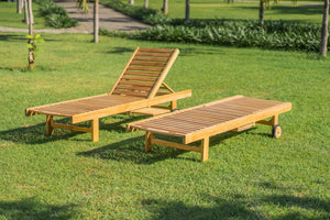 Teak Liege mit Rollen