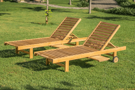 Teak Liege mit Rollen 2 x