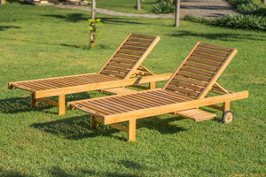 Teak Liege mit Rollen