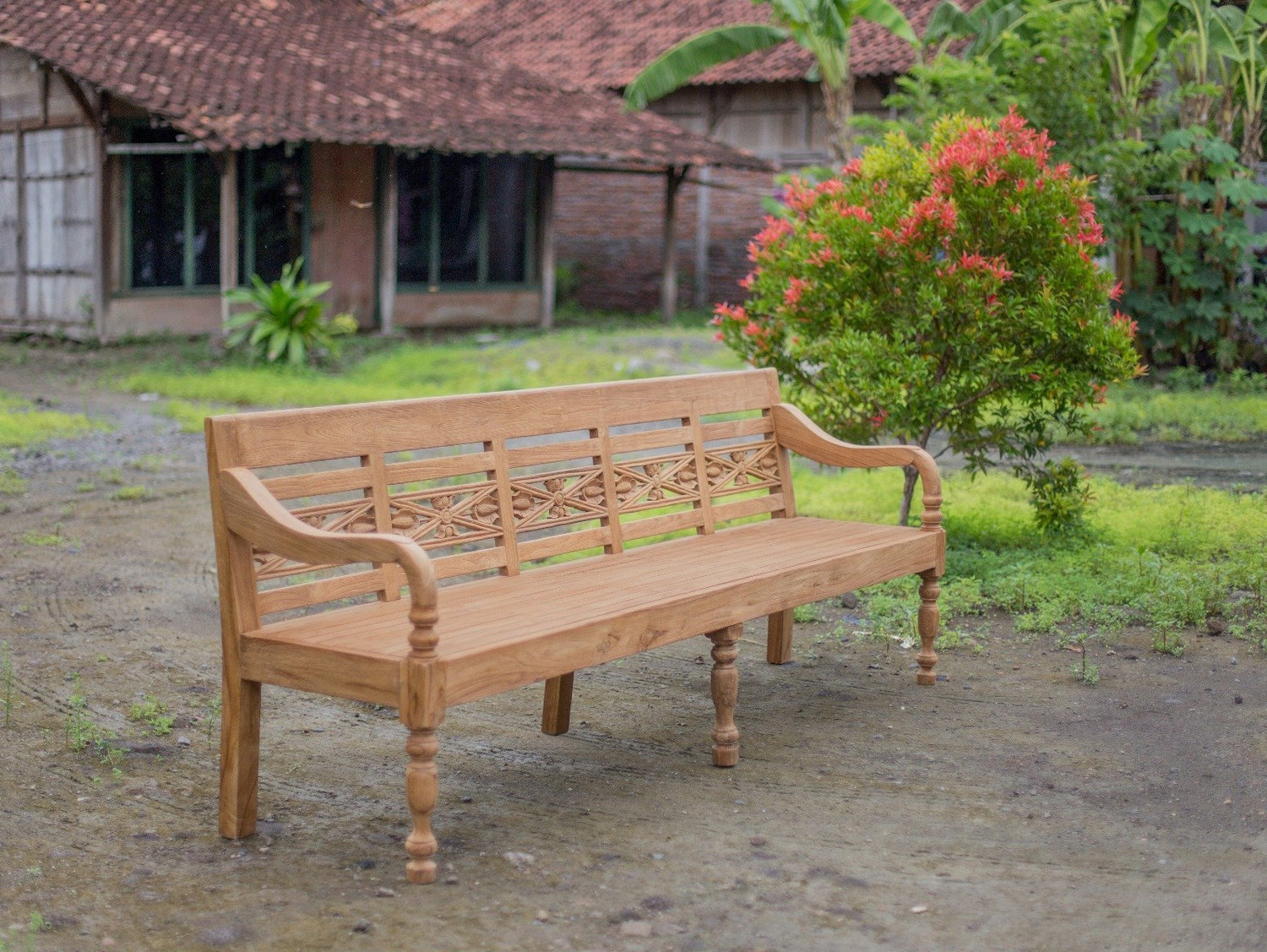Teak stationsbank 240cm speciaal - Souren Meubels
