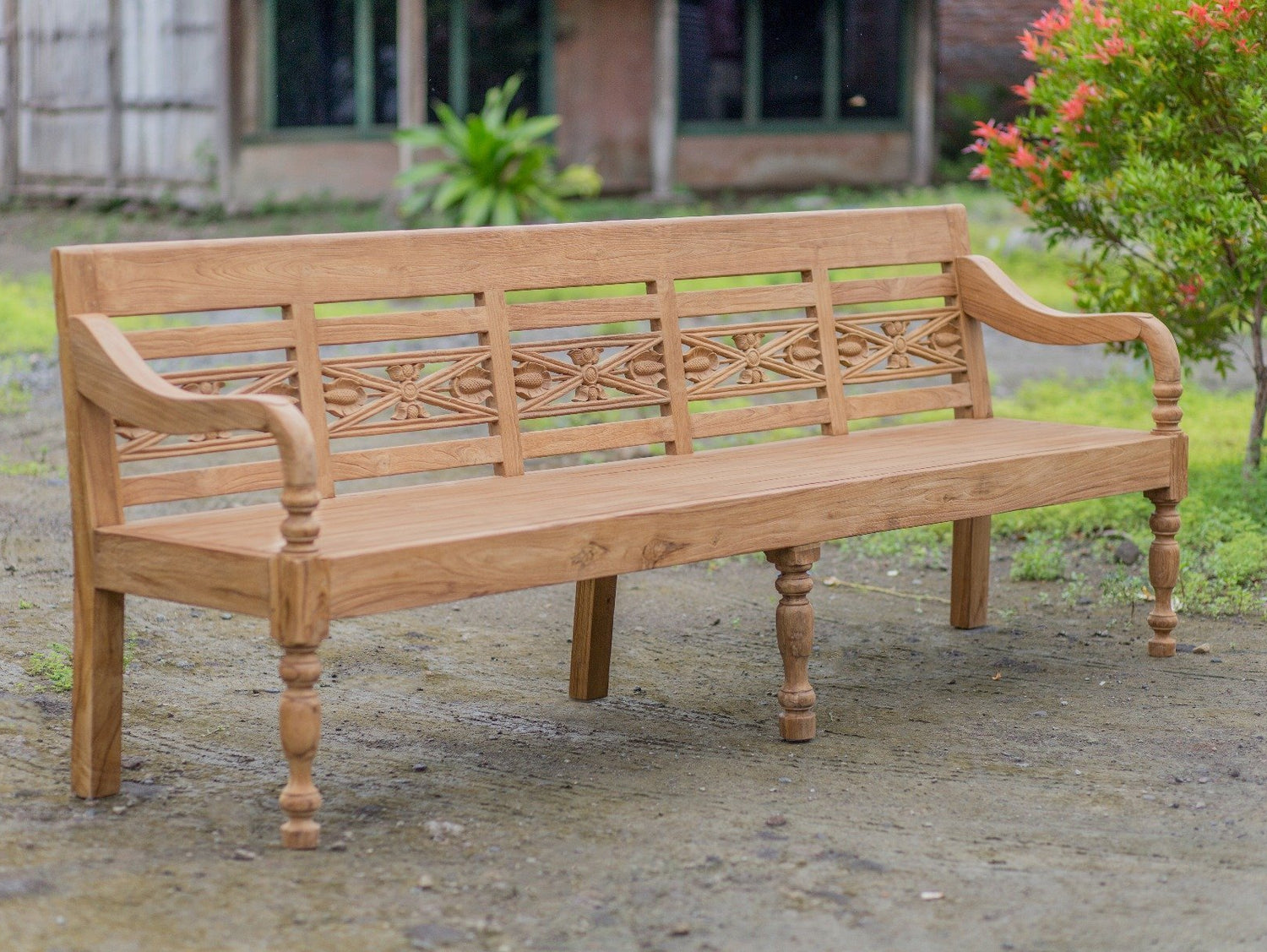 Teak stationsbank 240cm speciaal - Souren Meubels