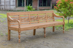 Teak stationsbank 240cm speciaal - Souren Meubels