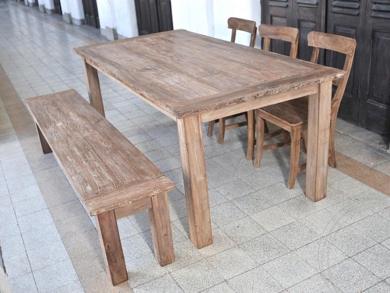 Teak tafel 200 x 90 oud hout - Souren Meubels