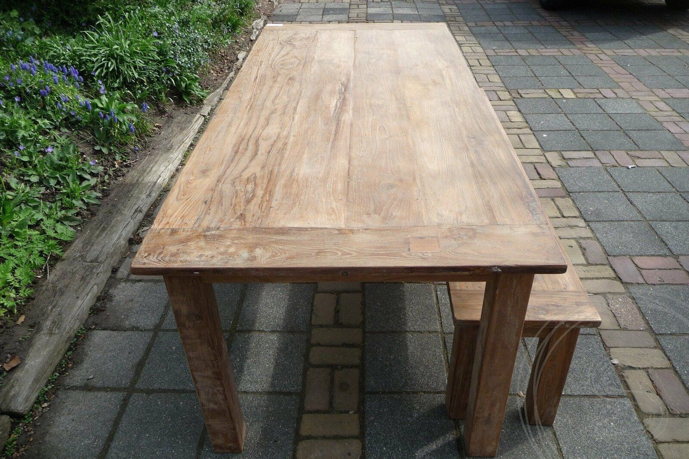 Teak tafel 220 x 100 oud hout - Souren Meubels