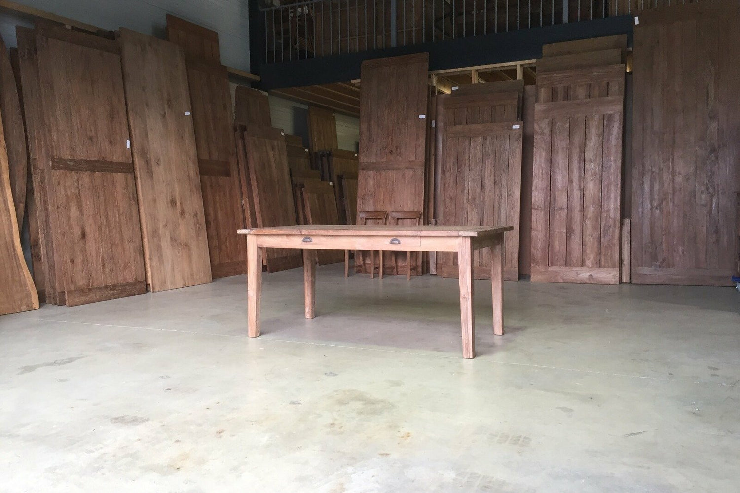Teak tafel met lades 180x90cm oud hout - Souren Meubels