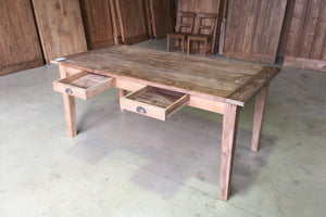 Teak tafel met lades 200x100cm oud hout - Souren Meubels