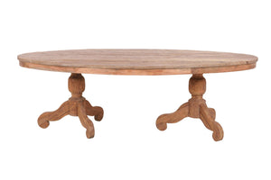 Ovale teak tafel 240x120cm oud hout - Souren Meubels