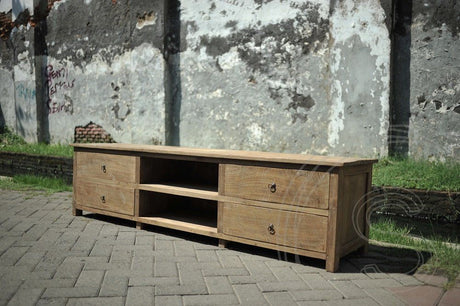 Teak tv - meubel oud hout 200cm - Souren Meubels