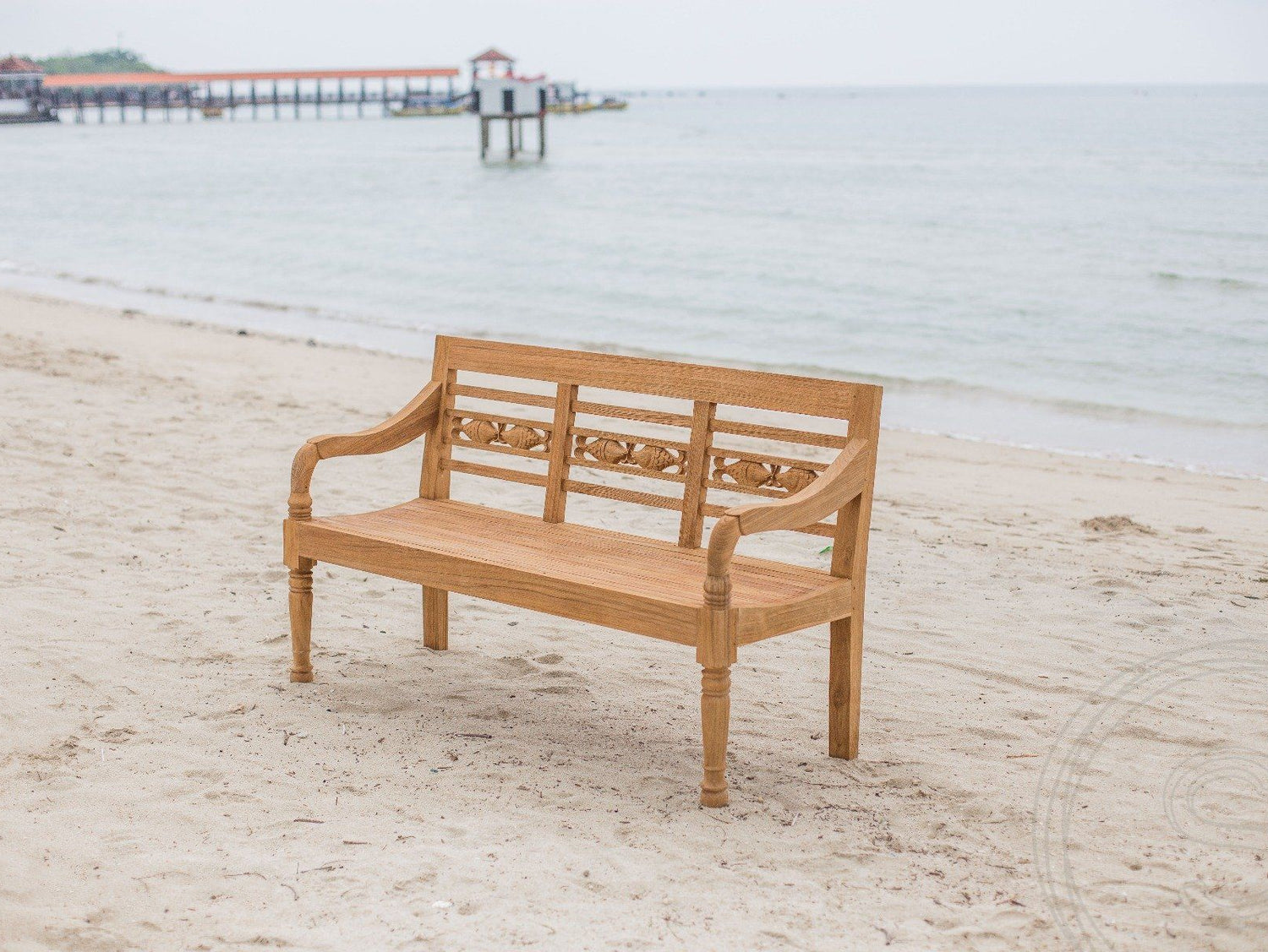 Teak Bahnhofsbank 3 Sitzer Fish