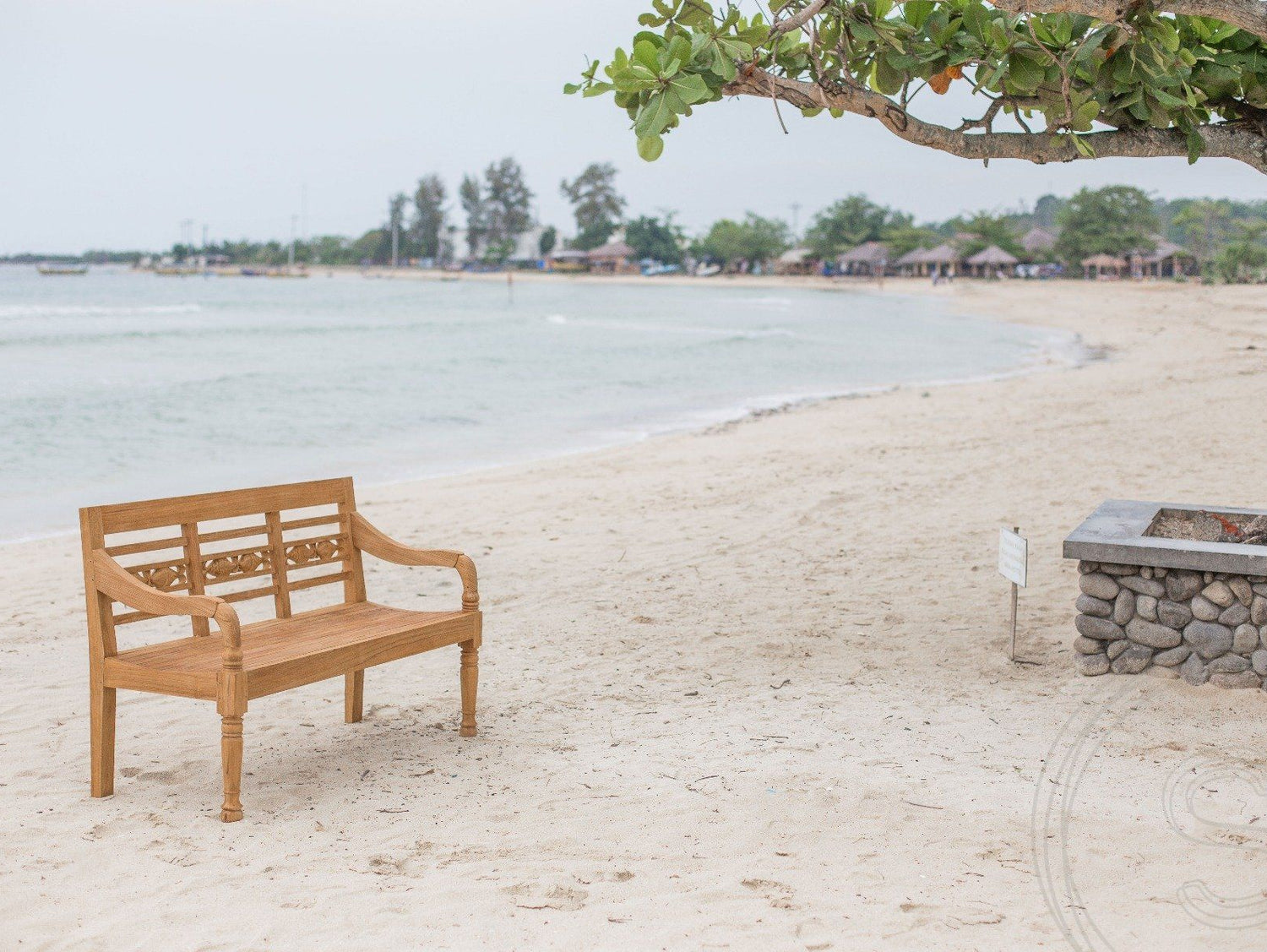 Teak Bahnhofsbank 3 Sitzer Fish