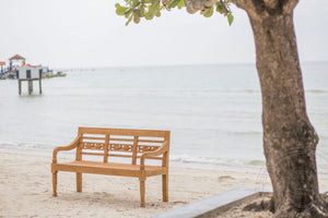 Teak Bahnhofsbank 3 Sitzer Fish