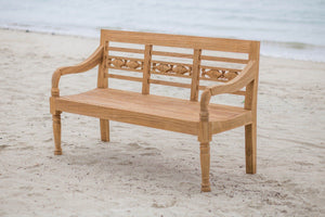 Teak Bahnhofsbank 3 Sitzer Fish