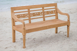 Teak Bahnhofsbank 3 Sitzer Fish