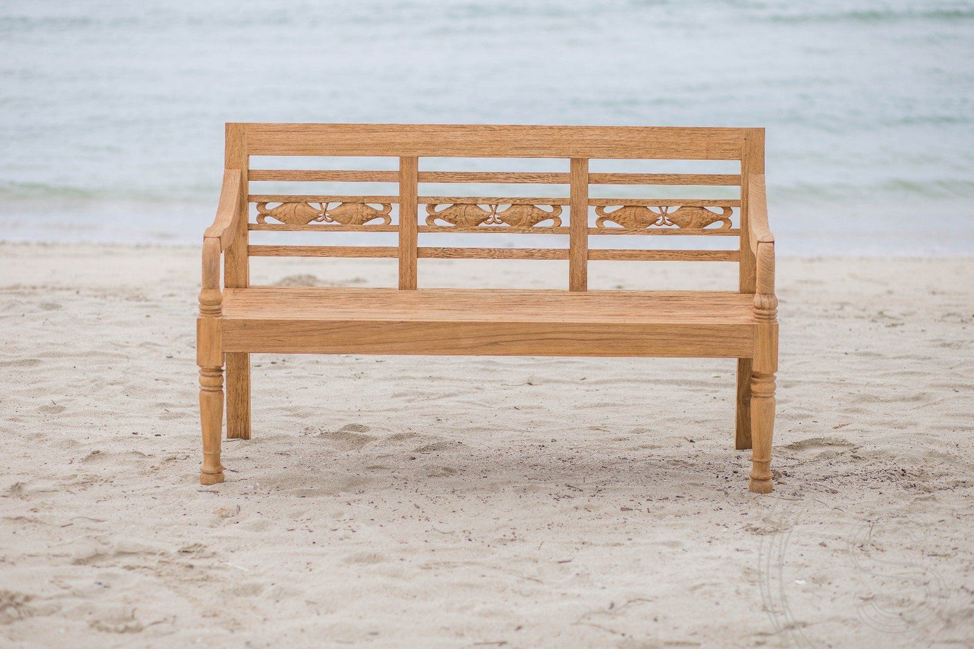 Teak Bahnhofsbank 3 Sitzer Fish