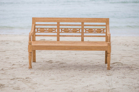 Teak Bahnhofsbank 3 Sitzer Fish