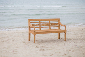 Teak Bahnhofsbank 3 Sitzer Fish