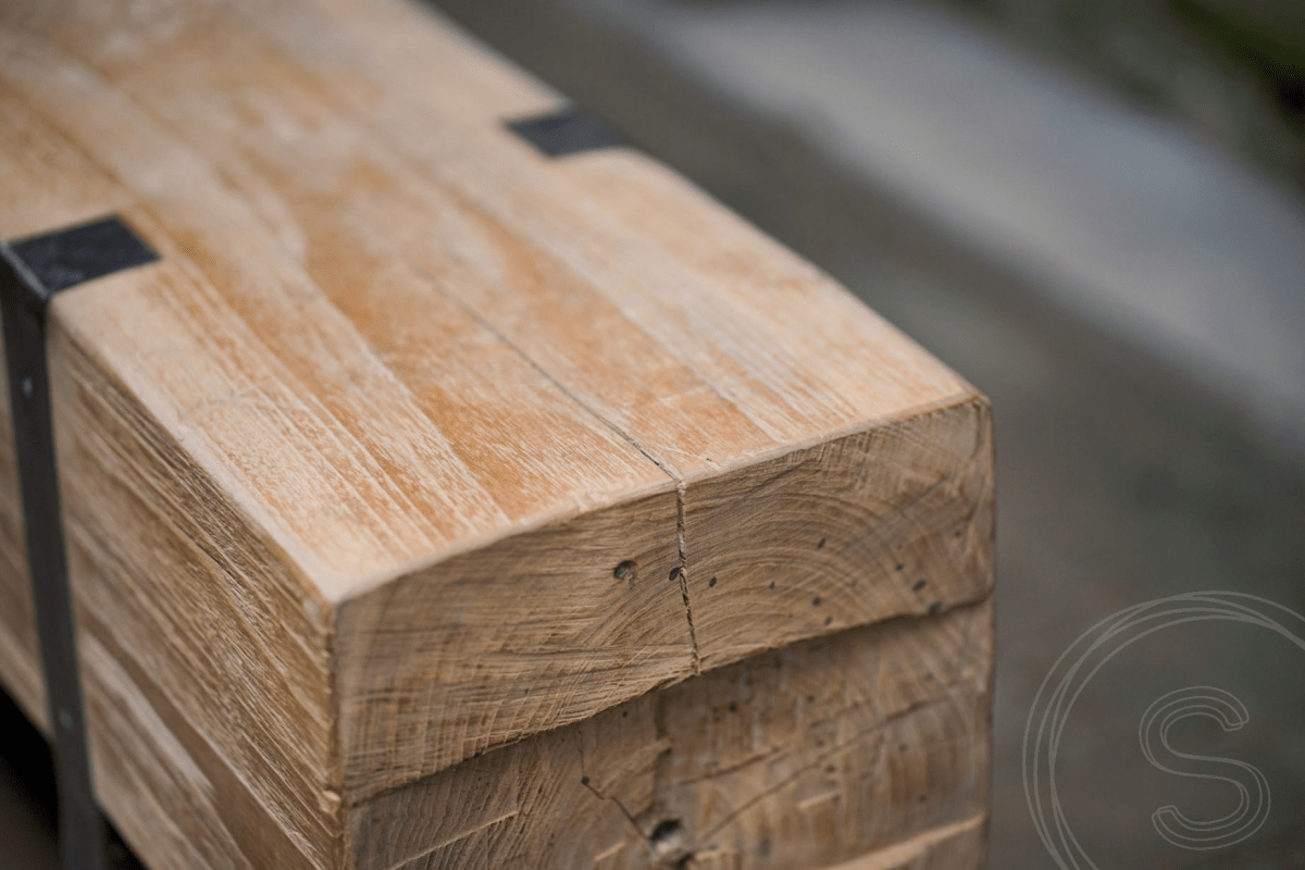 Teakholz Balkenbank mit Stahl 265 cm - Souren Furniture (CH)