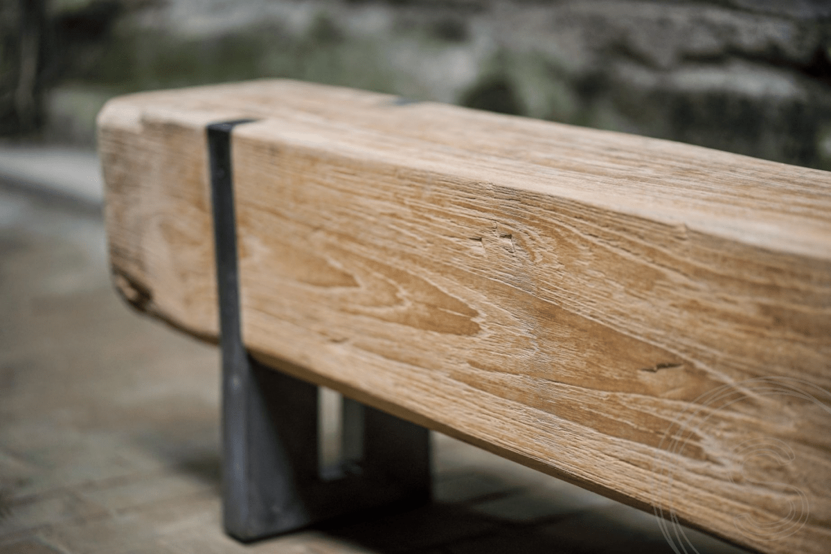 Teakholz Balkenbank mit Stahl 265 cm - Souren Furniture (CH)