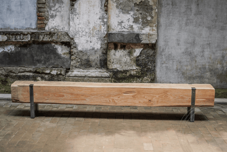 Teakholz Balkenbank mit Stahl 265 cm - Souren Furniture (CH)