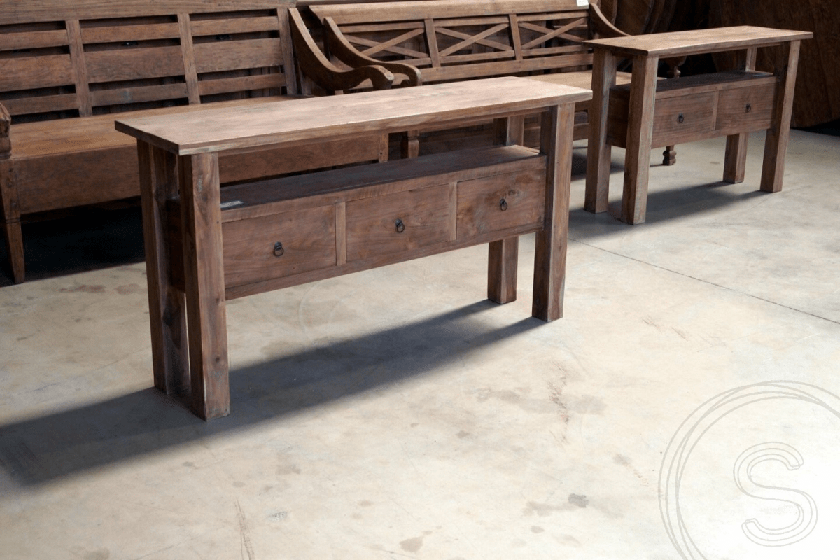 Teakholz Beistelltisch 120 cm Altholz - Souren Furniture (CH)