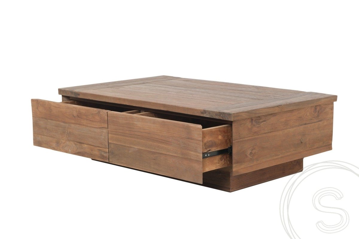 Teakholz Block Couchtisch 110x70 Altholz - Souren Furniture (CH)