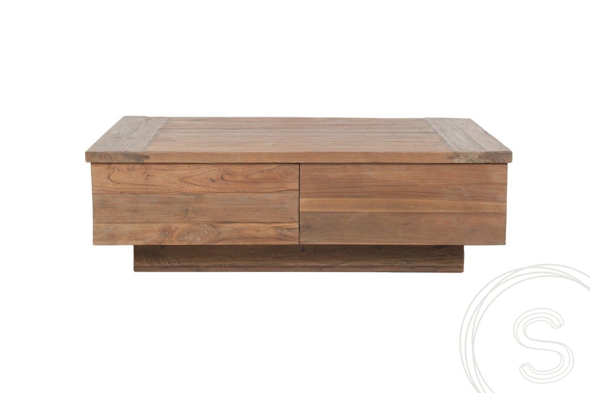 Teakholz Block Couchtisch 110x70 Altholz - Souren Furniture (CH)