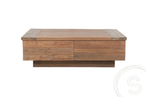 Teakholz Block Couchtisch 110x70 Altholz - Souren Furniture (CH)