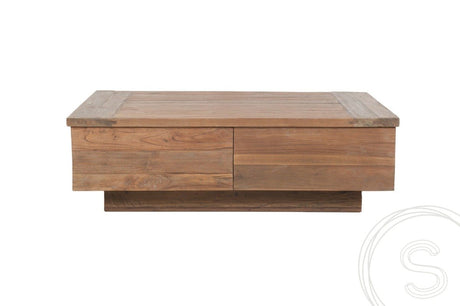Teakholz Block Couchtisch 110x70 Altholz - Souren Furniture (CH)