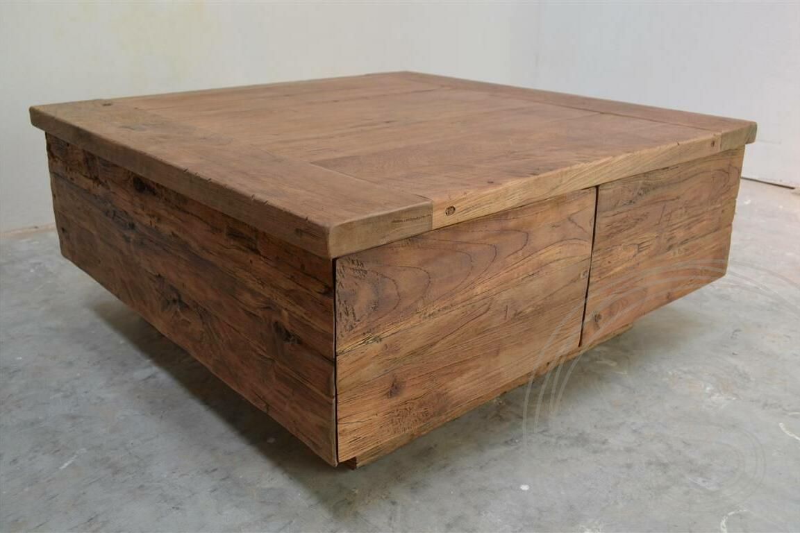 Teakholz Block Couchtisch 80x80 Altholz - Souren Furniture (CH)