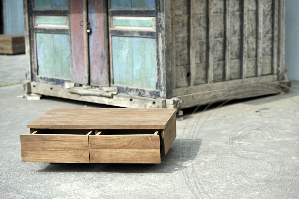 Teakholz Blok Couchtisch 110x70cm - Souren Furniture (CH)