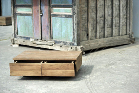 Teakholz Blok Couchtisch 110x70cm - Souren Furniture (CH)