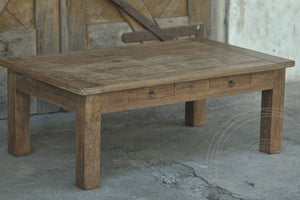 Teakholz Couchtisch mit Schubladen 120 x 80 Altholz - Souren Furniture (CH)