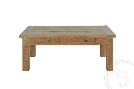 Teakholz Couchtisch mit Schubladen 120 x 80 Altholz - Souren Furniture (CH)