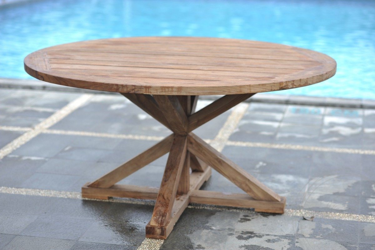 Teakholz Gartentisch rund 180 cm Cross - Souren Furniture (CH)