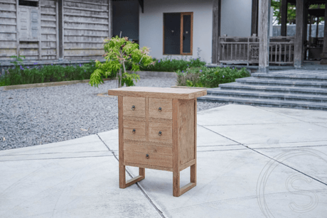 Teakholz Kommode Algarve mit 5 Schubladen - Souren Furniture (CH)