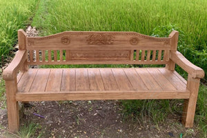 Teakholz Lounge Bank mit Schnitzerei 200cm - Souren Furniture (CH)