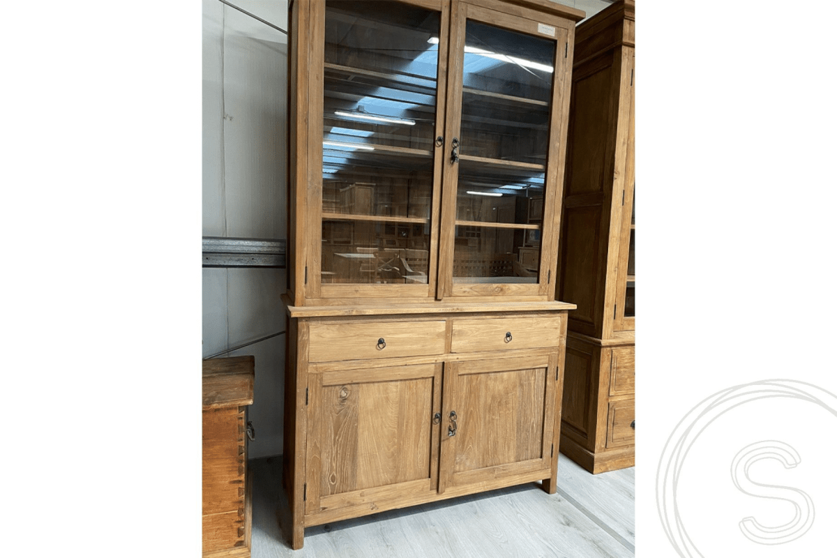 Teakholz Schrank Altholz mit Glas - Souren Furniture (CH)