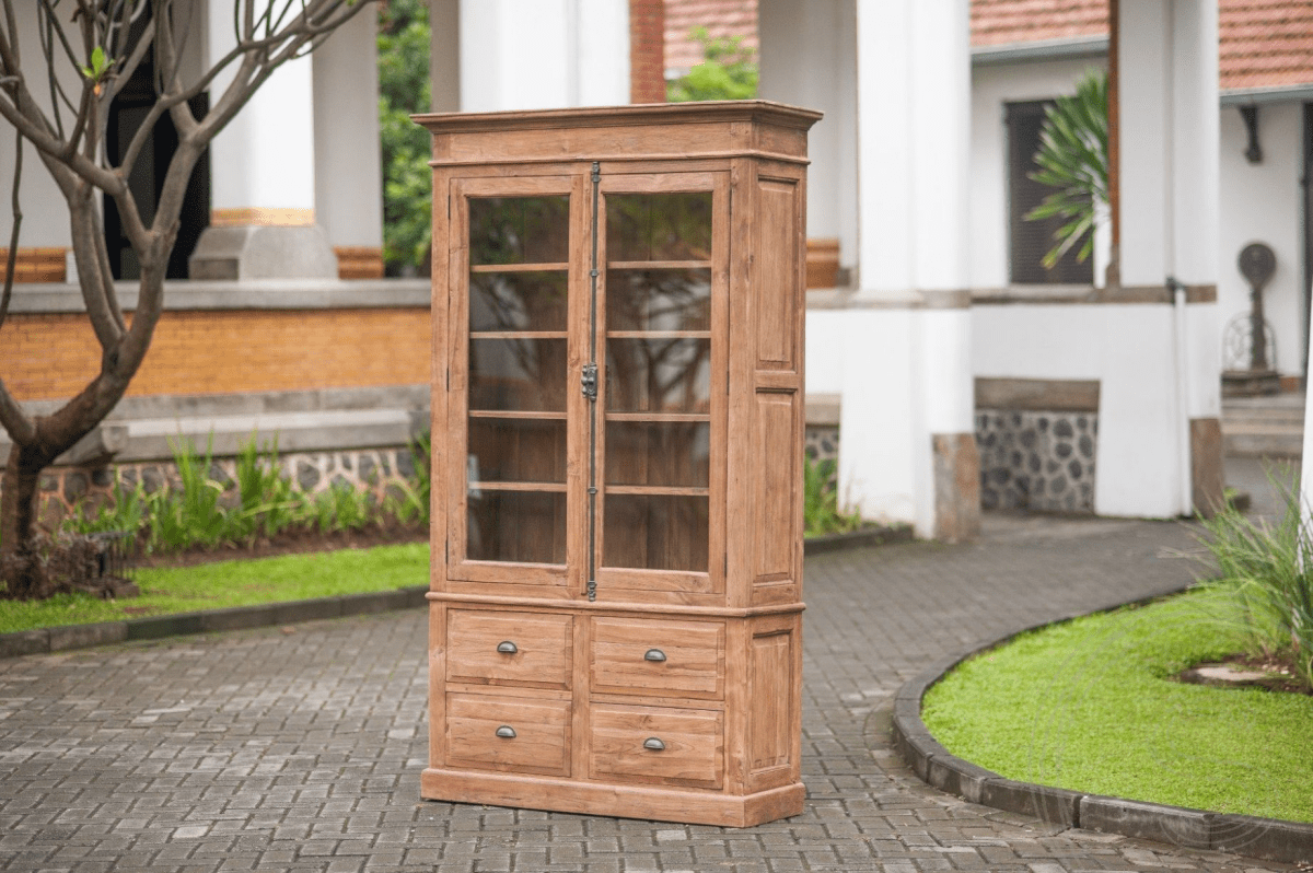 Teakholz Schrank Paris mit 2 Türen Altholz - Souren Furniture (CH)