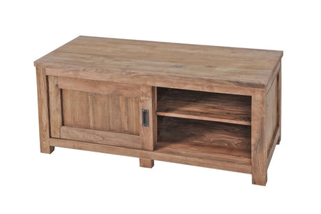 Teakholz TV Möbel mit Schiebetueren 100 x 50 x 50 - Souren Furniture (CH)
