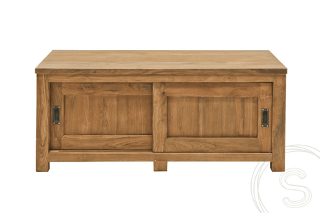Teakholz TV Möbel mit Schiebetüren 120 x 50 x 50 - Souren Furniture (CH)