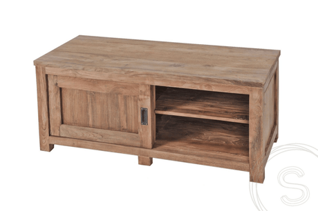 Teakholz TV Möbel mit Schiebetüren 120 x 50 x 50 - Souren Furniture (CH)