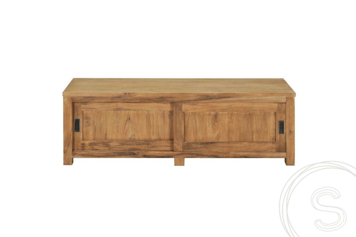 Teakholz TV - Möbel mit Schiebetüren 160 x 50 x 50 - Souren Furniture (CH)