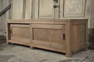 Teakholz TV - Möbel mit Schiebetüren 160 x 50 x 50 - Souren Furniture (CH)