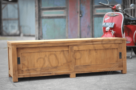 Teakholz TV - Möbel mit Schiebetüren 160 x 50 x 50 - Souren Furniture (CH)