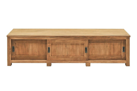 Teakholz TV Möbel mit Schiebetüren 180 x 50 x 50 - Souren Furniture (CH)