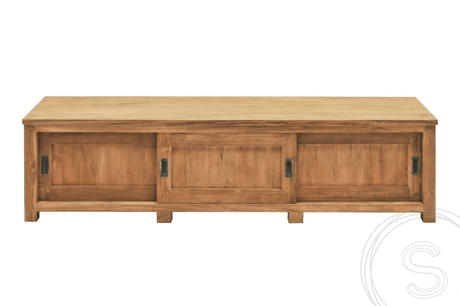 Teakholz TV Möbel mit Schiebetüren 200 x 50 x 50 - Souren Furniture (CH)