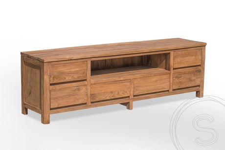 Teakholz TV Möbel Rustikal 6 Schubladen - Souren Furniture (CH)