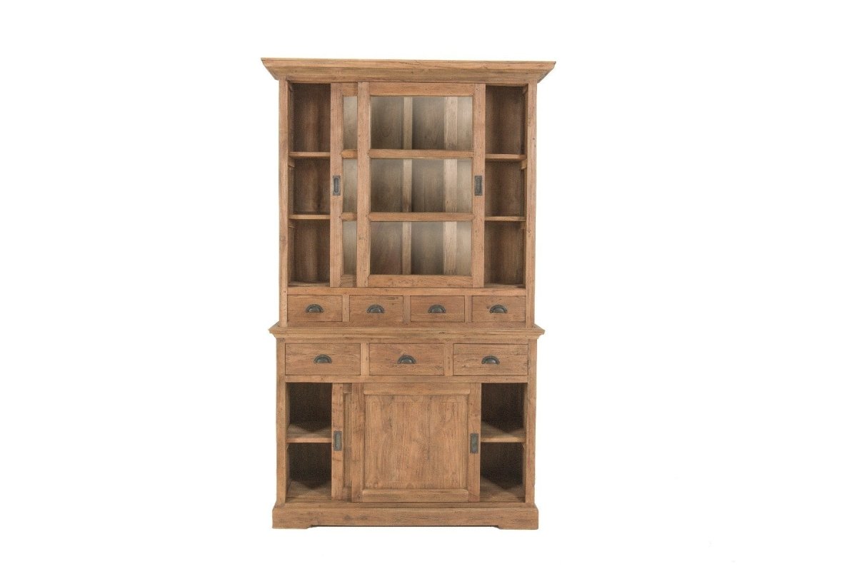 Teakholz Vitrinenschrank 130 cm Altholz - Souren Furniture (CH)