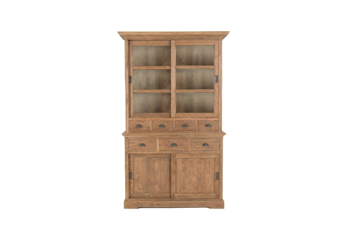 Teakholz Vitrinenschrank 130 cm Altholz - Souren Furniture (CH)