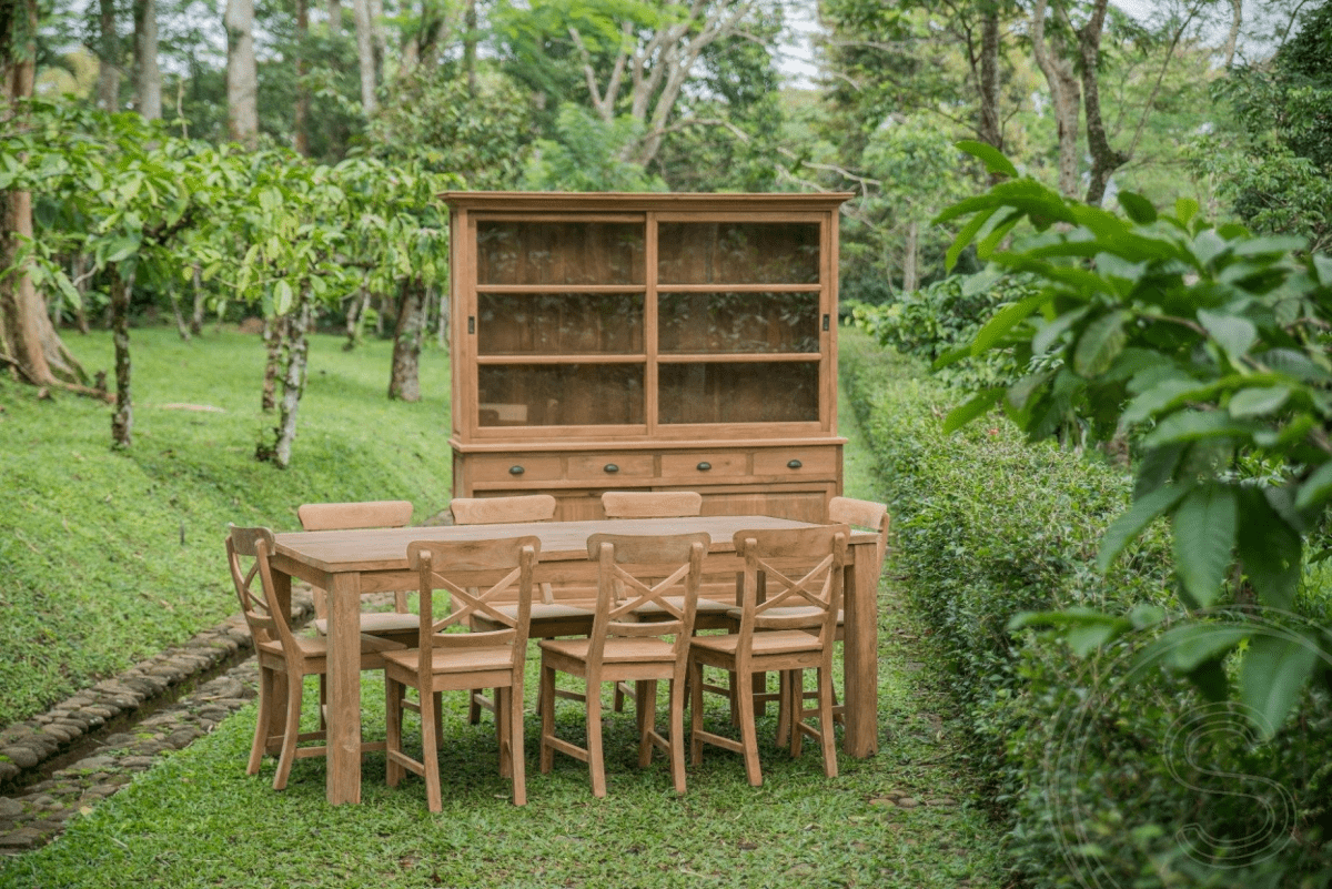 Teakholz Vitrinenschrank 200 cm - Souren Furniture (CH)